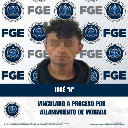 TECATE: POR ALLANAMIENTO DE MORADA, UN HOMBRE FUE VINCULADO A PROCESO