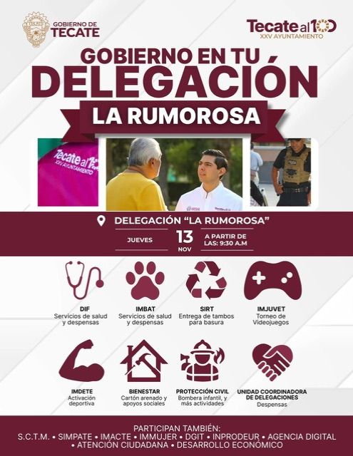 GOBIERNO DE TECATE INVITA A JORNADA DE SERVICIOS EN LA RUMOROSA
