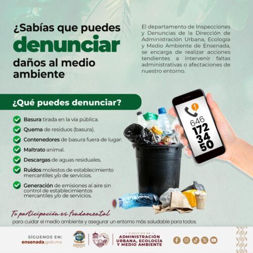 PROMUEVE GOBIERNO DE ENSENADA LA REALIZACIÓN DE DENUNCIAS AMBIENTALES
