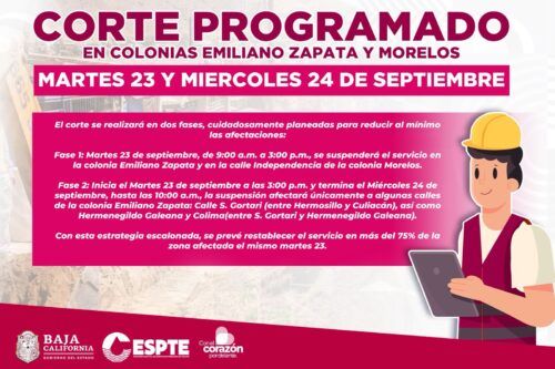 ANUNCIAN CORTE DE AGUA POTABLE EN DOS COLONIAS DE TECATE