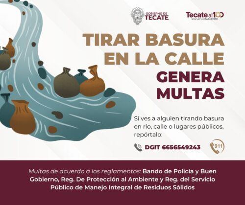 MULTARÁN A QUIENES TIREN BASURA SOBRE EL RÍO TECATE