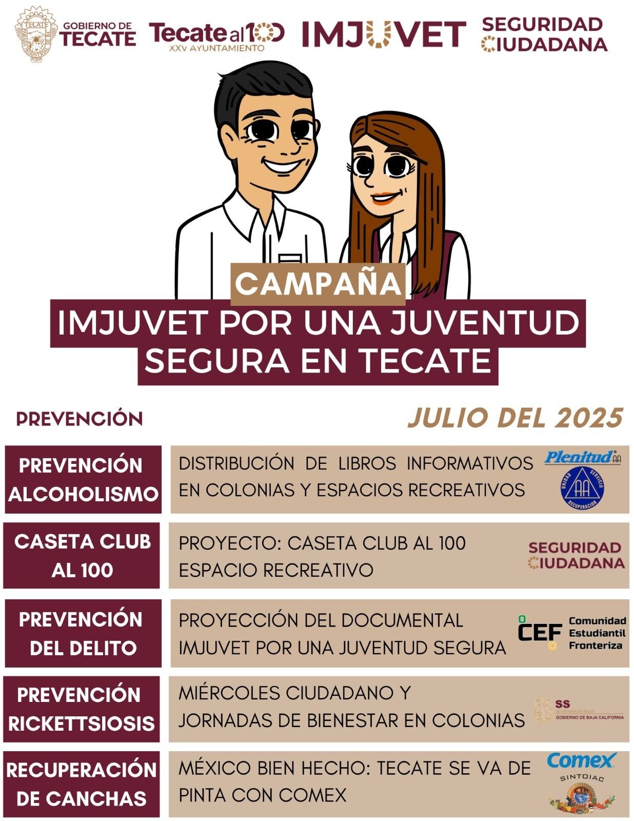LANZAN CAMPAÑA “IMJUVET POR UNA JUVENTUD SEGURA” EN TECATE