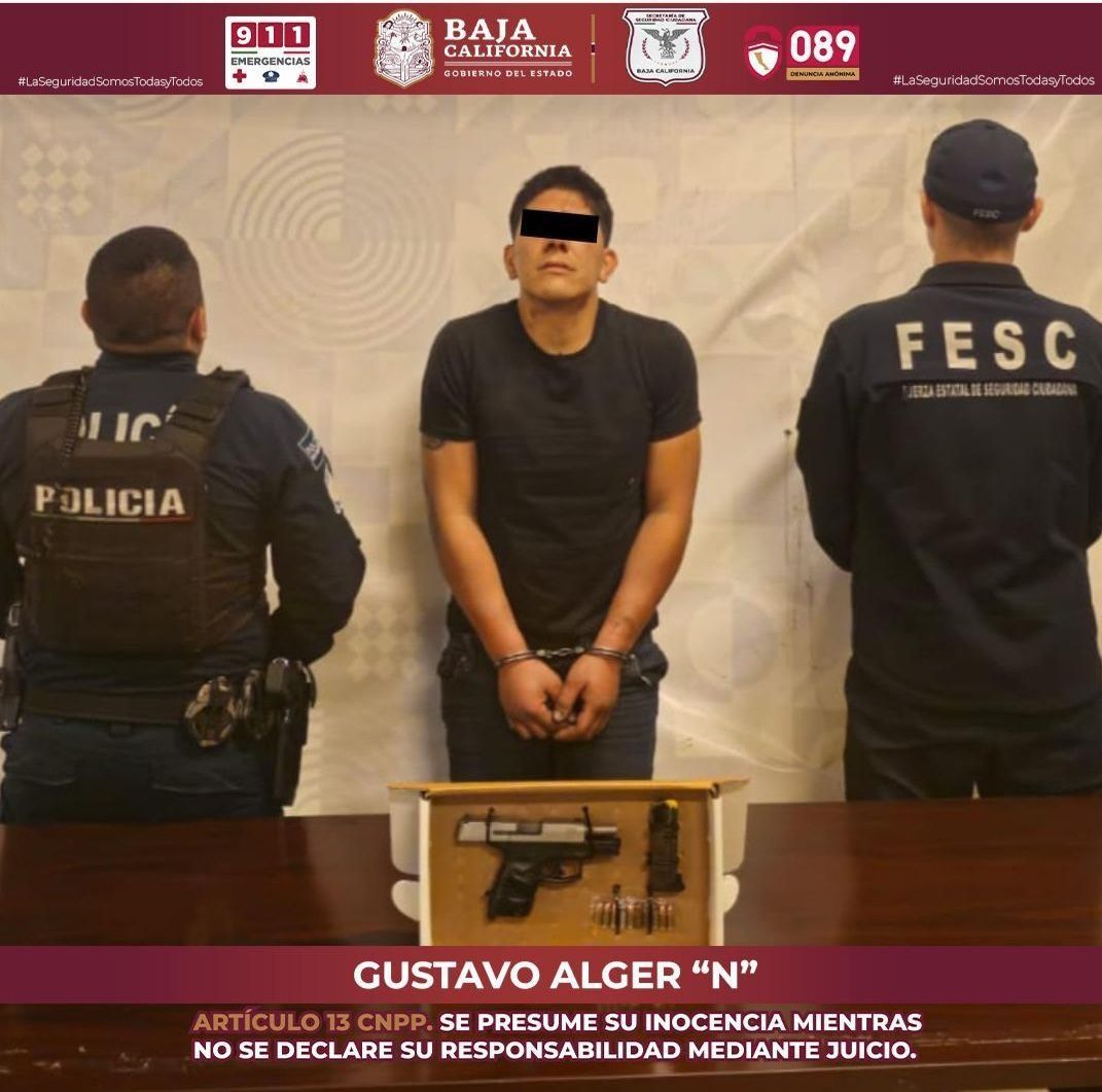 TRAS PERSECUCIÓN, CAPTURAN FUERZA ESTATAL Y POLICÍA MUNICIPAL A PRESUNTO DELINCUENTE EN TIJUANA
