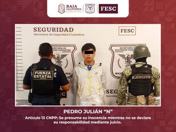 SORPRENDEN FESC Y SEDENA A JOVEN DE 22 AÑOS CON MÁS DE DOS KILOS DE MARIHUANA EN TIJUANA