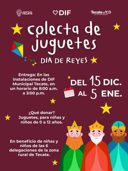 DIF TECATE INVITA A PARTICIPAR EN LA COLECTA DE JUGUETES POR EL DÍA DE REYES