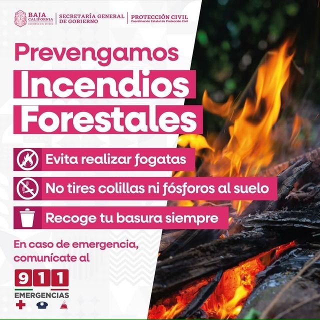 EXHORTA A TOMAR PRECAUCIONES PROTECCIÓN CIVIL BC POR PELIGRO ALTO DE INCENDIOS EN MEXICALI