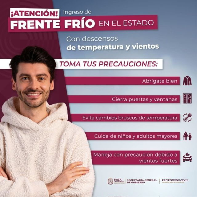 ALERTAN POR FRENTE FRÍO EN BC