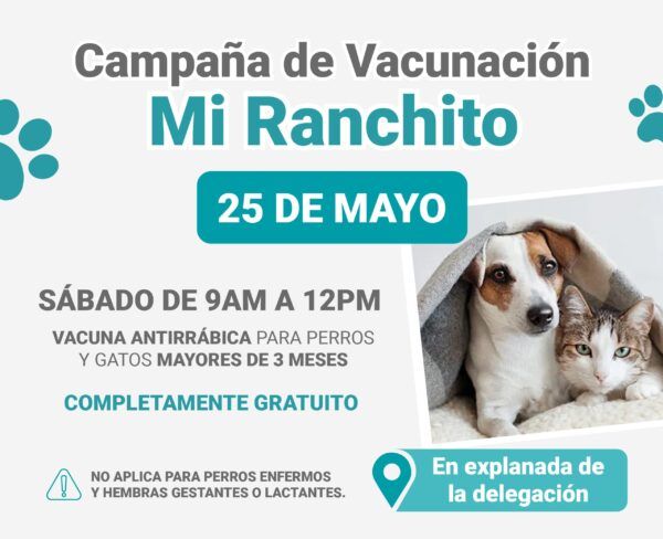 REALIZARÁN JORNADA ANTIRRÁBICA EN MI RANCHITO