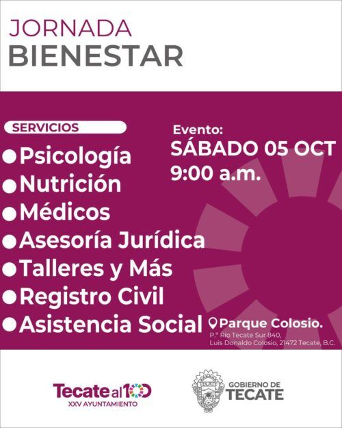 INVITA GOBIERNO DE TECATE A JORNADA DE BIENESTAR EN LA COLOSIO