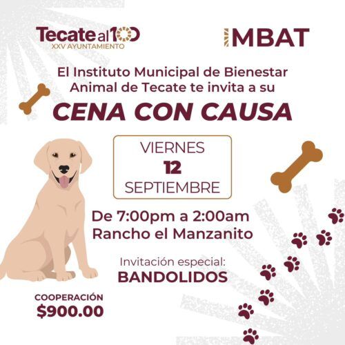 IMBAT INVITA A “CENA CON CAUSA” EN BENEFICIO DEL NUEVO CENTRO DE BIENESTAR ANIMAL