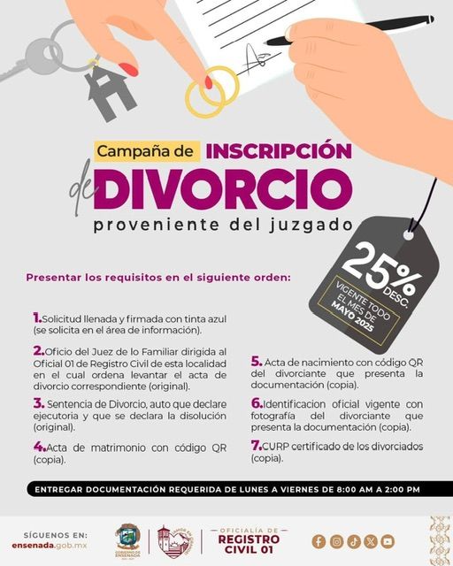 ESTE VIERNES CONCLUYE LA CAMPAÑA DE INSCRIPCIÓN DE DIVORCIO CON DESCUENTO