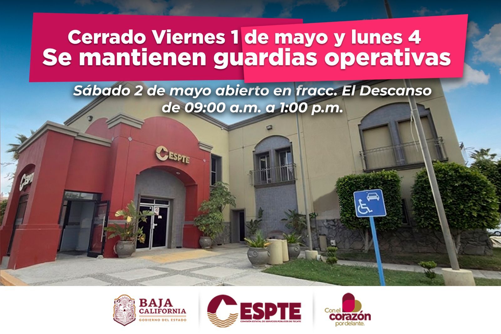 CESPTE SUSPENDERÁ ACTIVIDADES ADMINISTRATIVAS EL 1 Y 4 DE MAYO; GARANTIZA OPERATIVIDAD CON GUARDIAS 24 HORAS