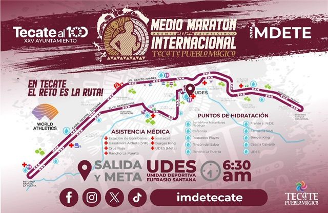 CIERRE PARCIAL DE VIALIDADES POR El MEDIO MARATÓN INTERNACIONAL TECATE