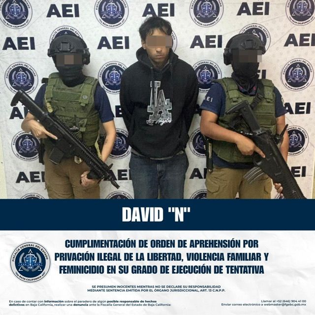 CUMPLIMENTAN ORDEN DE APREHENSIÓN CONTRA DAVID “N” POR FEMINICIDIO EN GRADO DE TENTATIVA, PRIVACIÓN ILEGAL DE LA LIBERTAD Y VIOLENCIA FAMILIAR