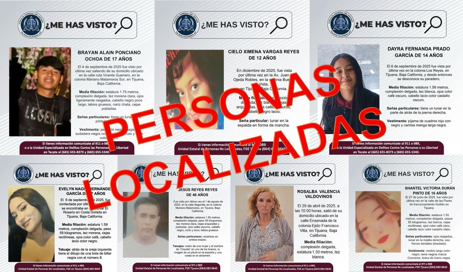 FISCALÍA GENERAL DEL ESTADO LOCALIZA A SIETE PERSONAS REPORTADAS COMO DESAPARECIDAS