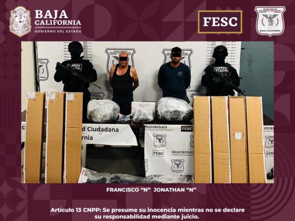 DETIENEN EN TECATE A DOS HOMBRES ARMADOS Y RECUPERAN VEHÍCULO CON REPORTE DE ROBO