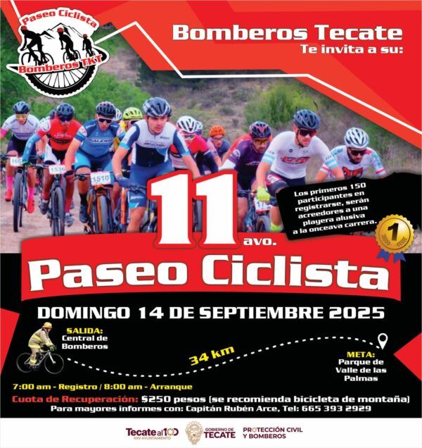 BOMBEROS TECATE INVITA A SU 11VO PASEO CICLISTA