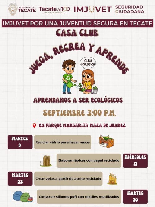 IMJUVET INVITA A JÓVENES A SER PARTE DEL CAMBIO ECOLÓGICO CON TALLERES GRATUITOS