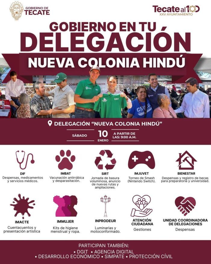 GOBIERNO DE TECATE ANUNCIA JORNADA “GOBIERNO EN TU DELEGACIÓN”EN NUEVA COLONIA HINDÚ