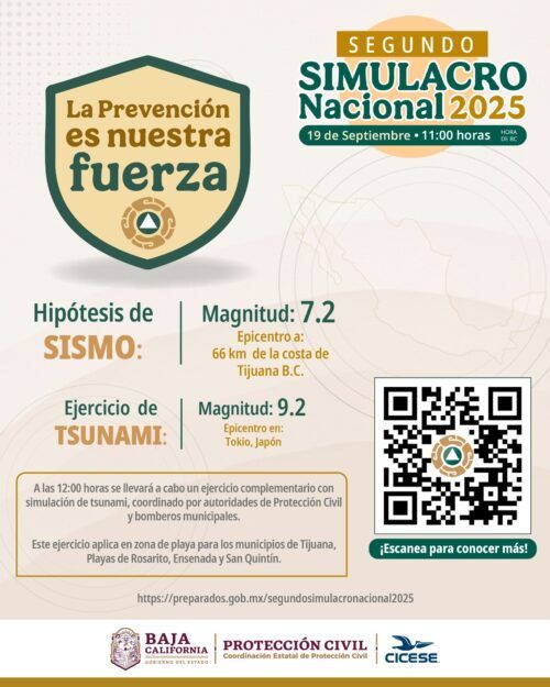 INVITA PROTECCIÓN CIVIL ESTATAL A PARTICIPAR EN EL SEGUNDO SIMULACRO NACIONAL 2025