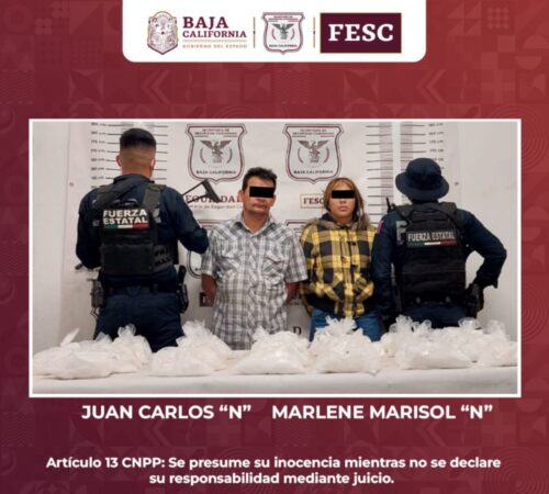 ASEGURAN 20 KILOS DE METANFETAMINA EN ENSENADA; HAY DOS PERSONAS DETENIDAS