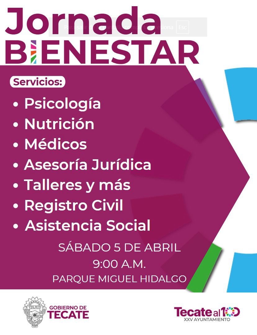 REALIZARÁN JORNADA DE BIENESTAR EN EL PARQUE MIGUEL HIDALGO