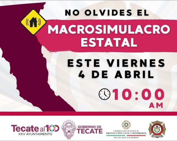 INVITA GOBIERNO DE TECATE A SUMARSE A MACROSIMULACRO  ESTATAL DE SISMO