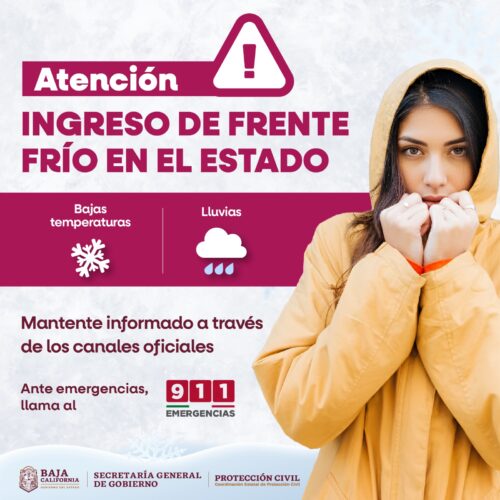 ALERTAN POR ENTRADA DE FRENTE FRIO EN BAJA CALIFORNIA