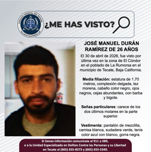 SOLICITAN APOYO PARA LOCALIZAR A JOSÉ MANUEL DURÁN RAMÍREZ DE 26 AÑOS