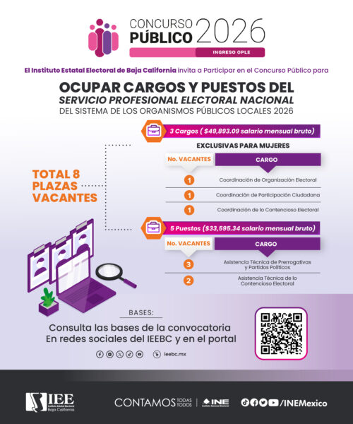 INVITA IEEBC A PARTICIPAR EN EL CONCURSO PÚBLICO 2026 DEL SERVICIO PROFESIONAL ELECTORAL NACIONAL