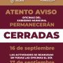 OFICINAS DEL GOBIERNO DE TECATE PERMANECERÁN CERRADAS ESTE 16 DE SEPTIEMBRE